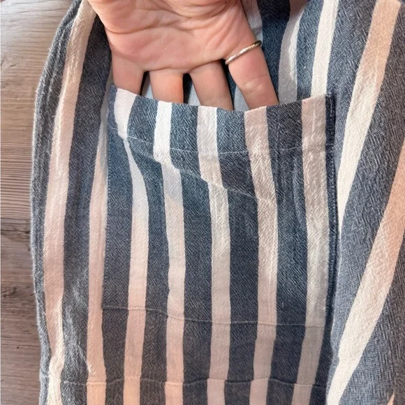Show Me Your MuMu Overboard Shorts Sea Stripe Blue White Belted Linen Size M - Picture 6 of 8